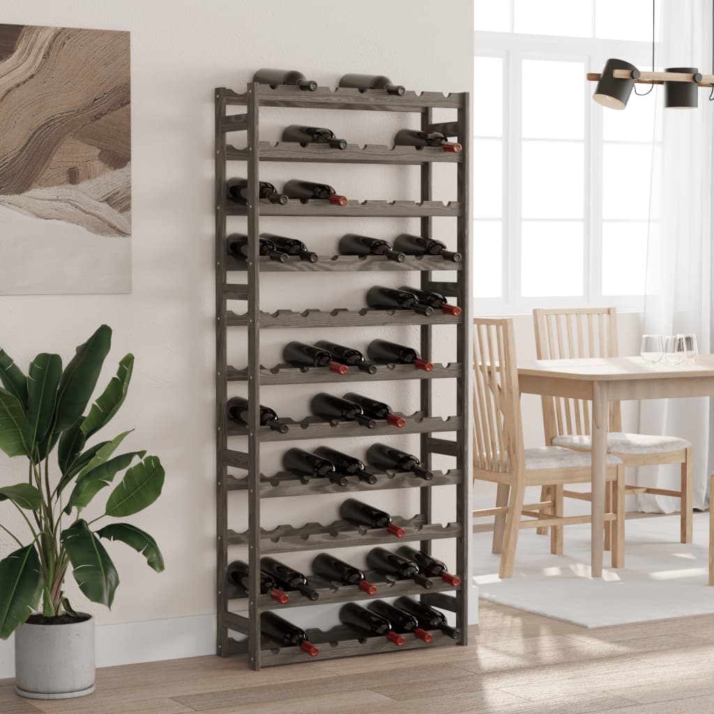 vidaXL Suport sticle de vin, 77 sticle, gri, lemn masiv de pin vidaXL Suport sticle de vin, 77 sticle, gri, lemn masiv de pin