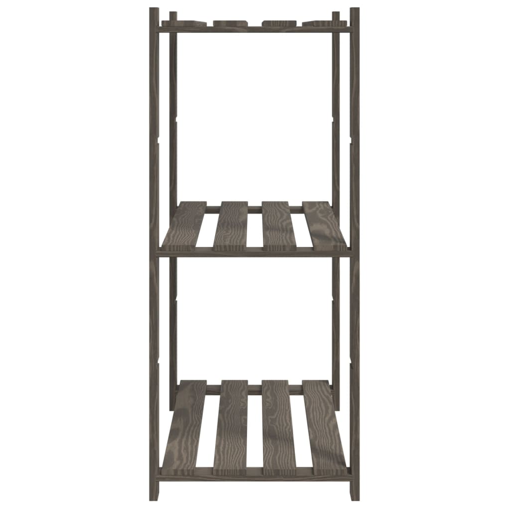 vidaXL Suport de depozitare 3 niveluri gri 80x38x90 cm lemn masiv pin vidaXL Suport de depozitare 3 niveluri gri 80x38x90 cm lemn masiv pin