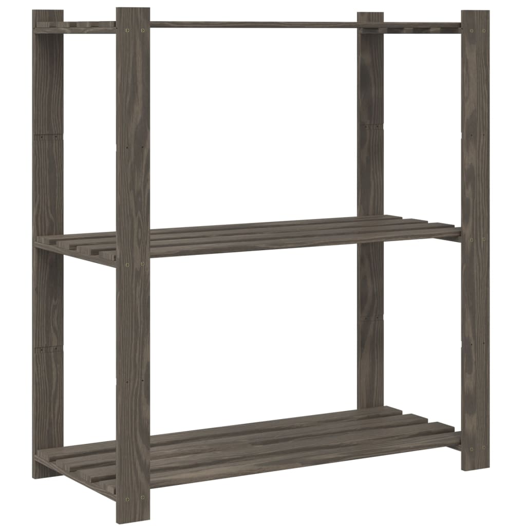 vidaXL Suport de depozitare 3 niveluri gri 80x38x90 cm lemn masiv pin vidaXL Suport de depozitare 3 niveluri gri 80x38x90 cm lemn masiv pin