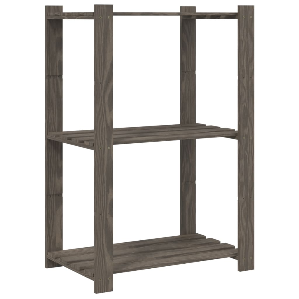 vidaXL Suport de depozitare 3 niveluri gri 60x38x90 cm lemn masiv pin vidaXL Suport de depozitare 3 niveluri gri 60x38x90 cm lemn masiv pin