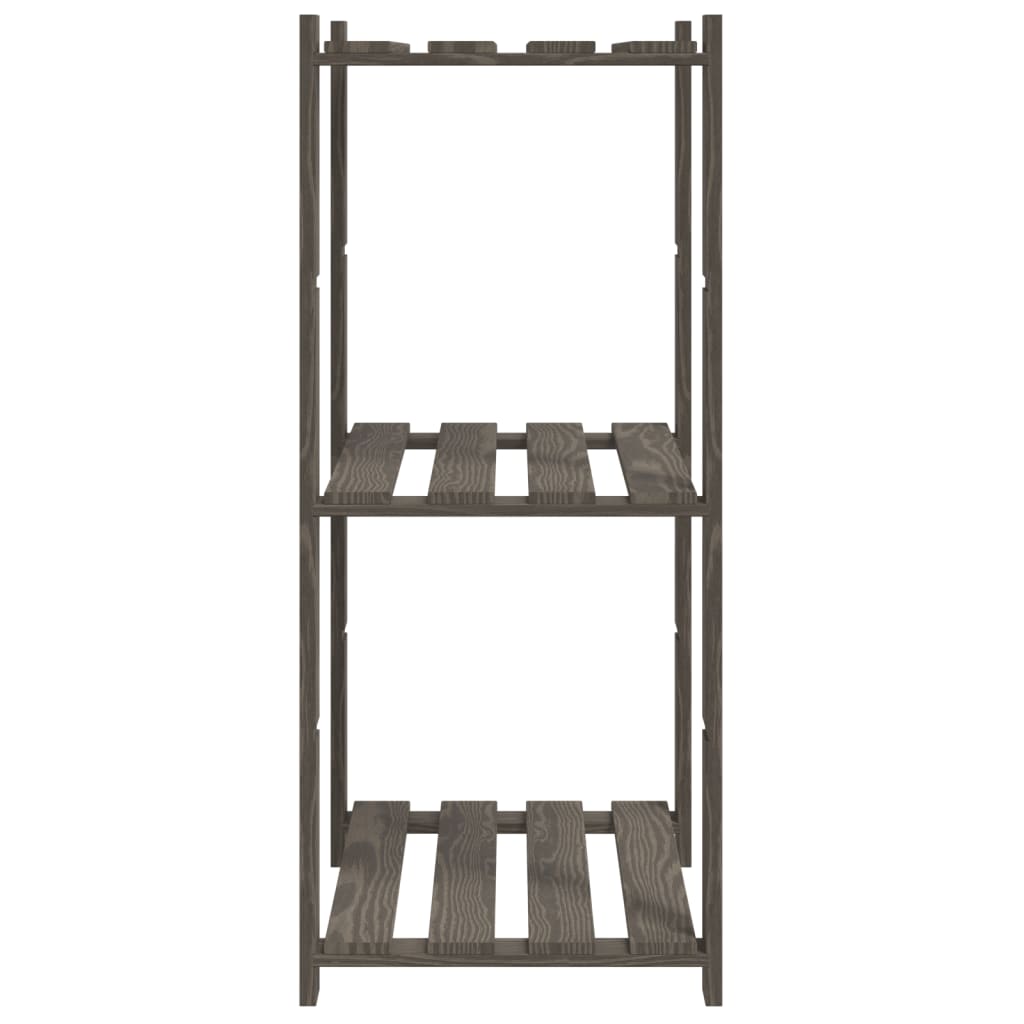 vidaXL Suport de depozitare 3 niveluri gri 60x38x90 cm lemn masiv pin vidaXL Suport de depozitare 3 niveluri gri 60x38x90 cm lemn masiv pin