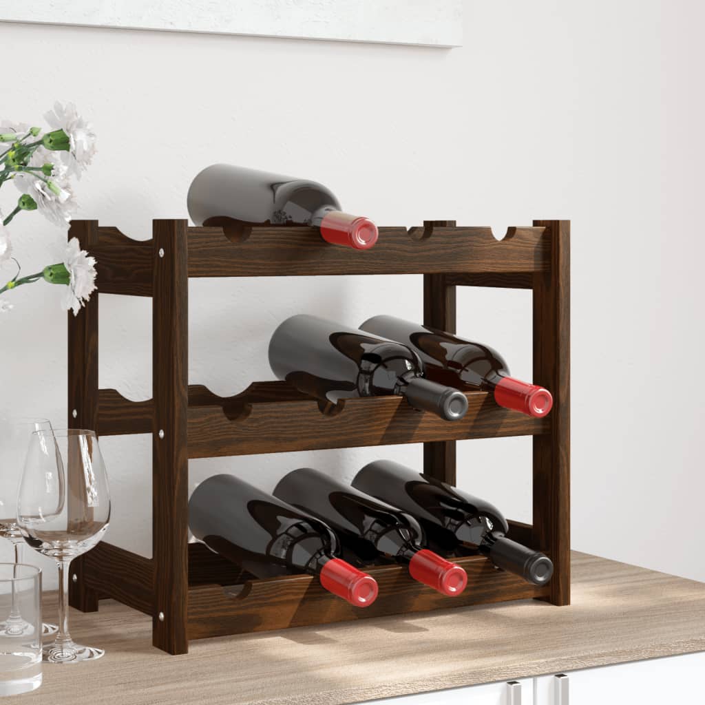 vidaXL Suport sticle de vin, 12 sticle, maro, lemn masiv de pin vidaXL Suport sticle de vin, 12 sticle, maro, lemn masiv de pin