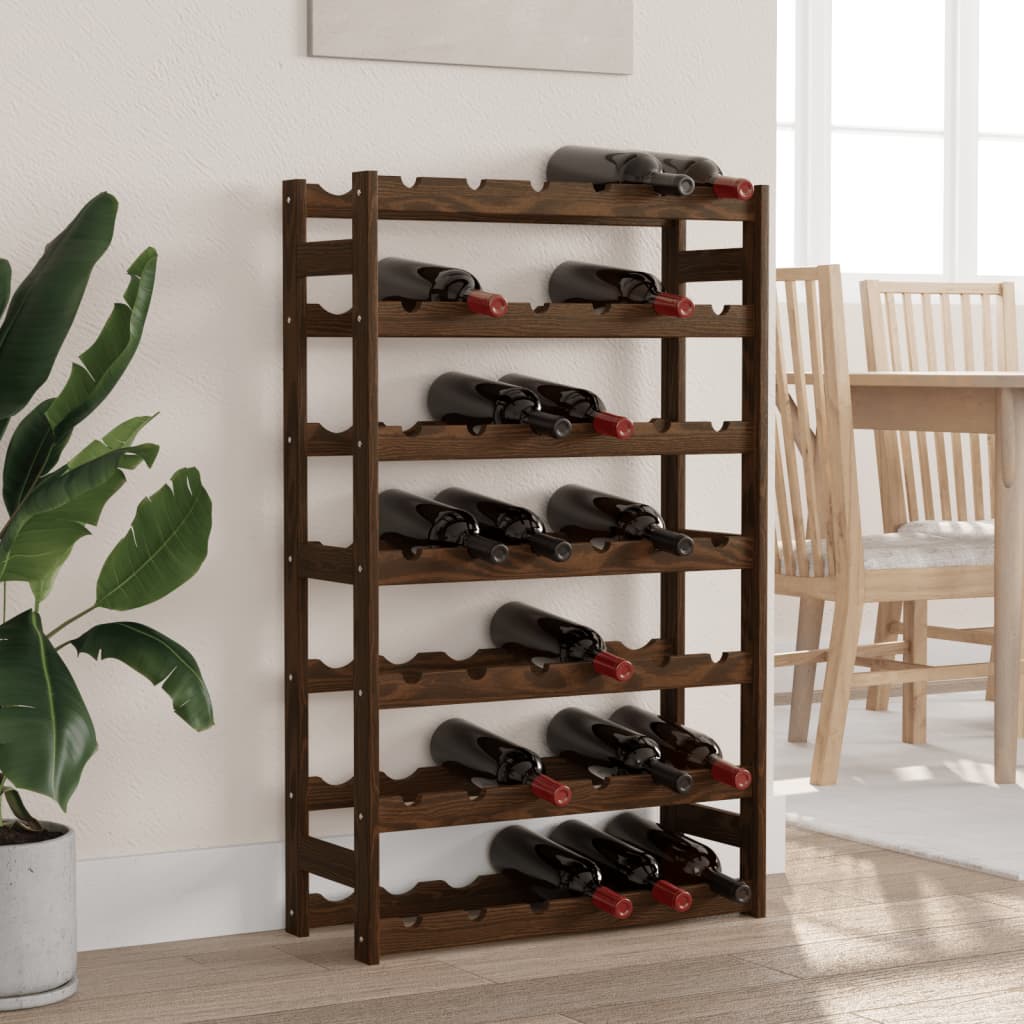 vidaXL Suport sticle de vin, 42 sticle, maro, lemn masiv de pin vidaXL Suport sticle de vin, 42 sticle, maro, lemn masiv de pin