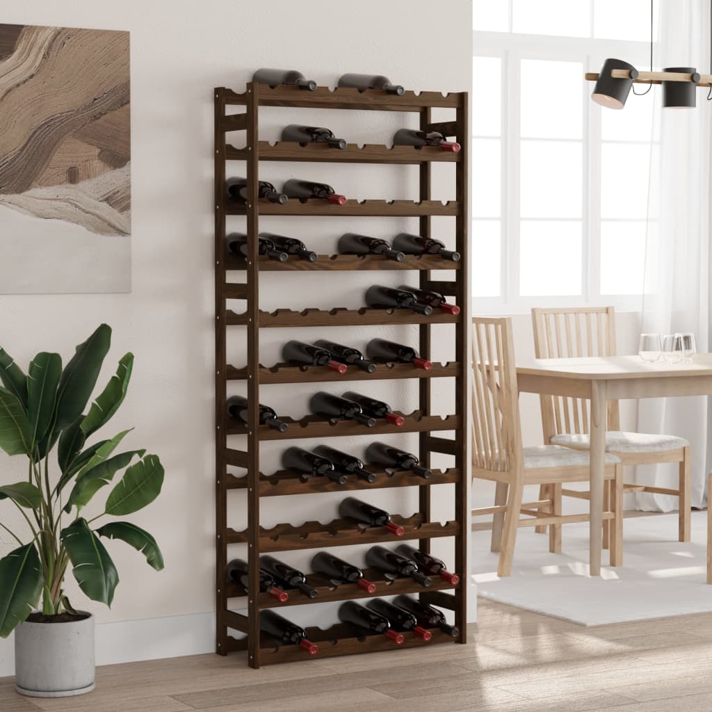 vidaXL Suport sticle de vin, 77 sticle, maro, lemn masiv de pin vidaXL Suport sticle de vin, 77 sticle, maro, lemn masiv de pin