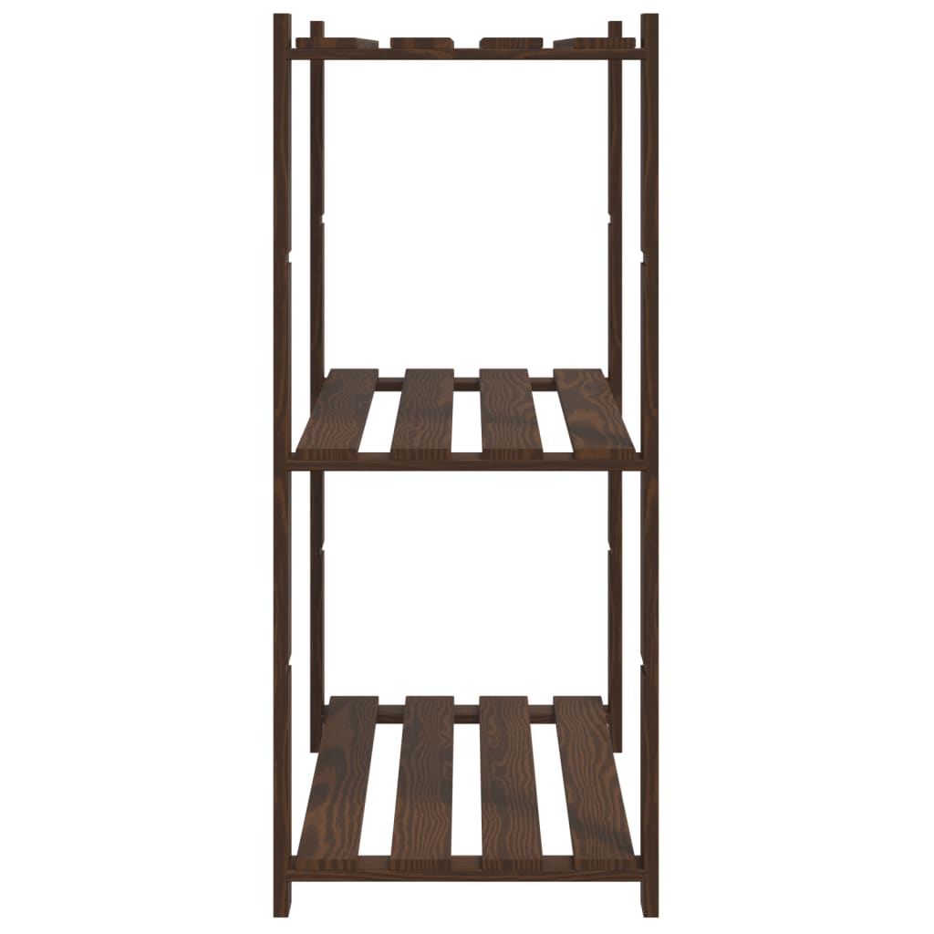 vidaXL Suport depozitare 3 niveluri, maro, 80x38x90 cm, lemn masiv pin vidaXL Suport depozitare 3 niveluri, maro, 80x38x90 cm, lemn masiv pin