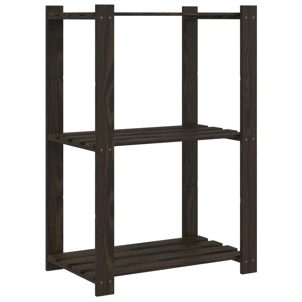 vidaXL Suport depozitare 3 niveluri, negru, 60x38x90cm, lemn masiv pin vidaXL Suport depozitare 3 niveluri, negru, 60x38x90cm, lemn masiv pin
