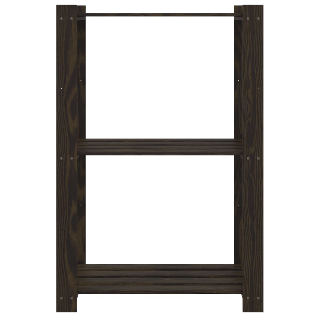 vidaXL Suport depozitare 3 niveluri, negru, 60x38x90cm, lemn masiv pin vidaXL Suport depozitare 3 niveluri, negru, 60x38x90cm, lemn masiv pin