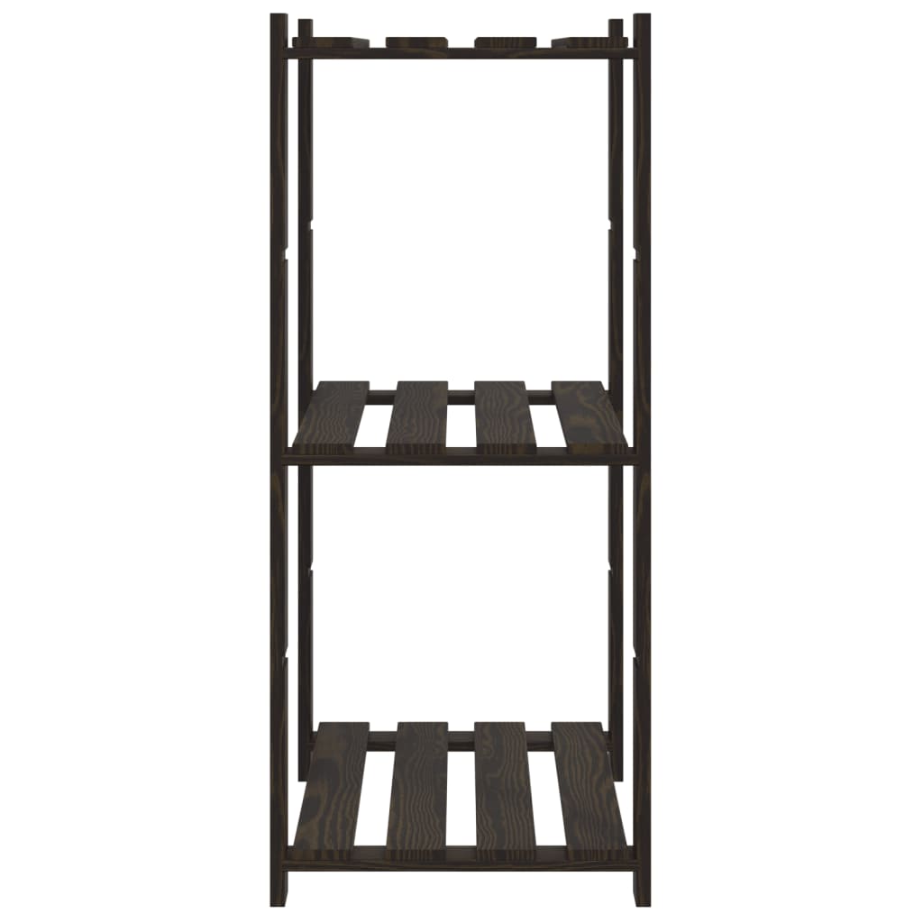 vidaXL Suport depozitare 3 niveluri, negru, 60x38x90cm, lemn masiv pin vidaXL Suport depozitare 3 niveluri, negru, 60x38x90cm, lemn masiv pin