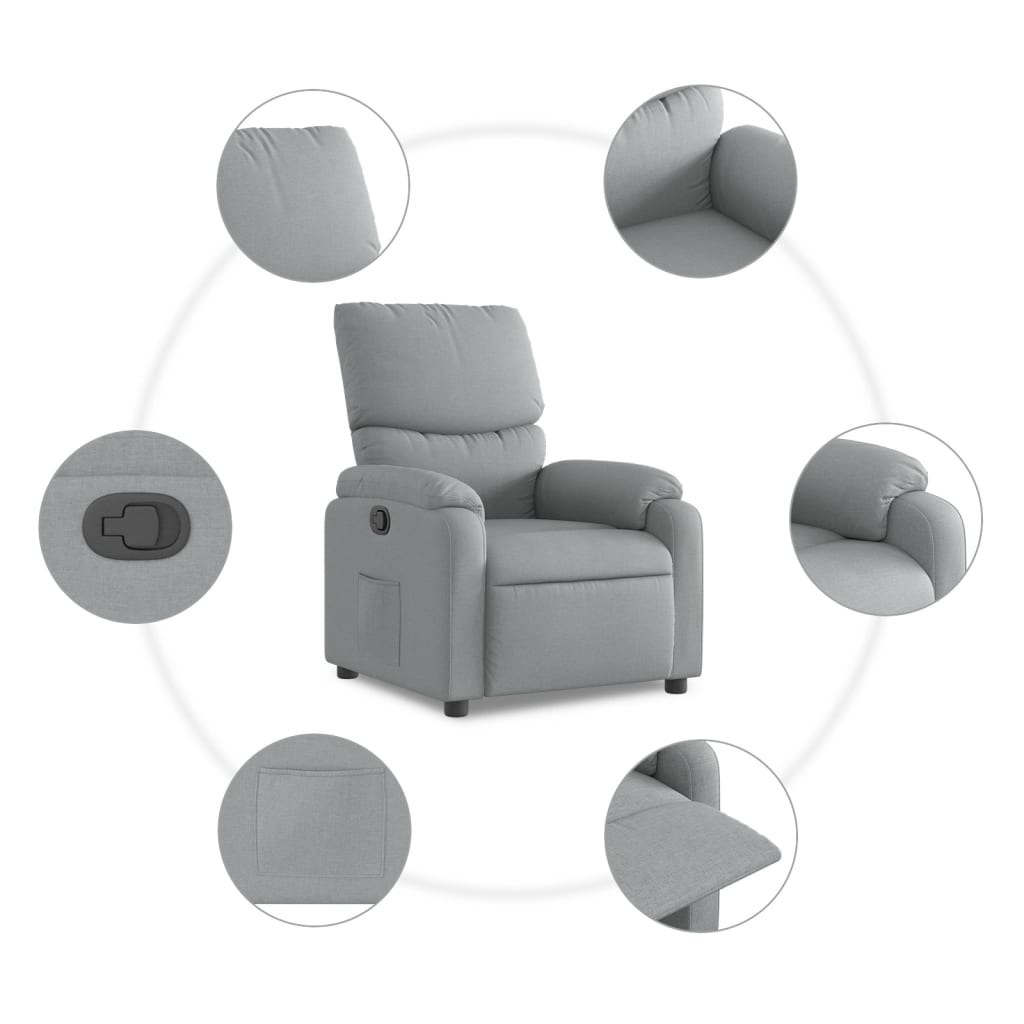 vidaXL Fotoliu rabatabil, gri deschis, material textil