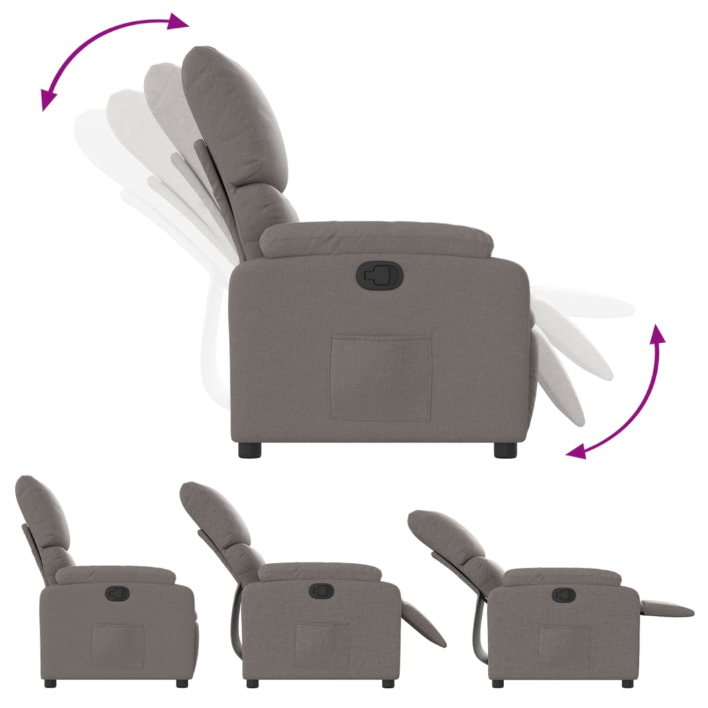 vidaXL Fotoliu rabatabil, gri taupe, material textil