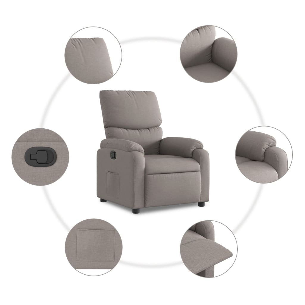 vidaXL Fotoliu rabatabil, gri taupe, material textil