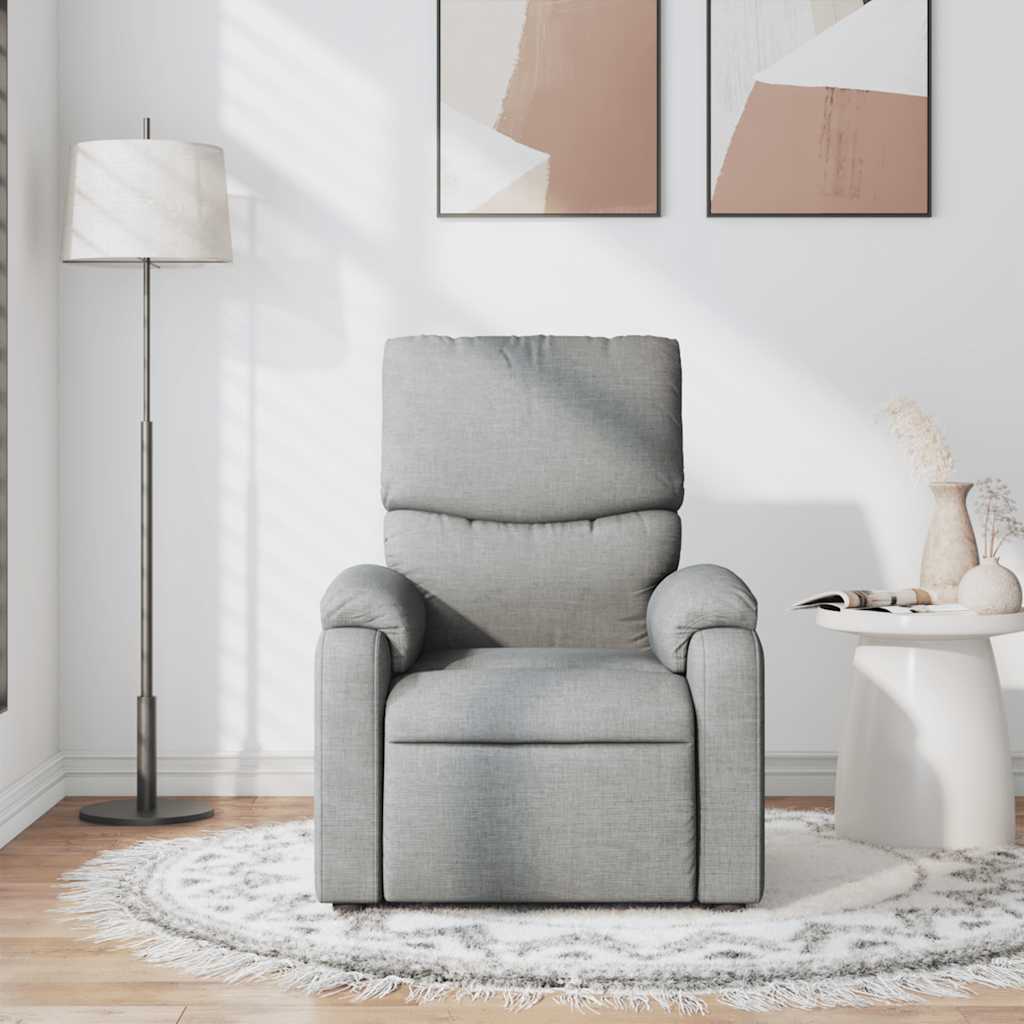 vidaXL Fotoliu de masaj rabatabil, gri deschis, textil