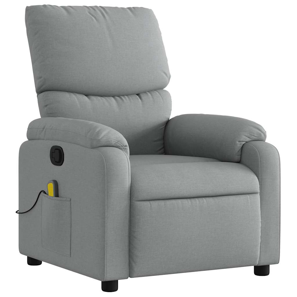 vidaXL Fotoliu de masaj rabatabil, gri deschis, textil