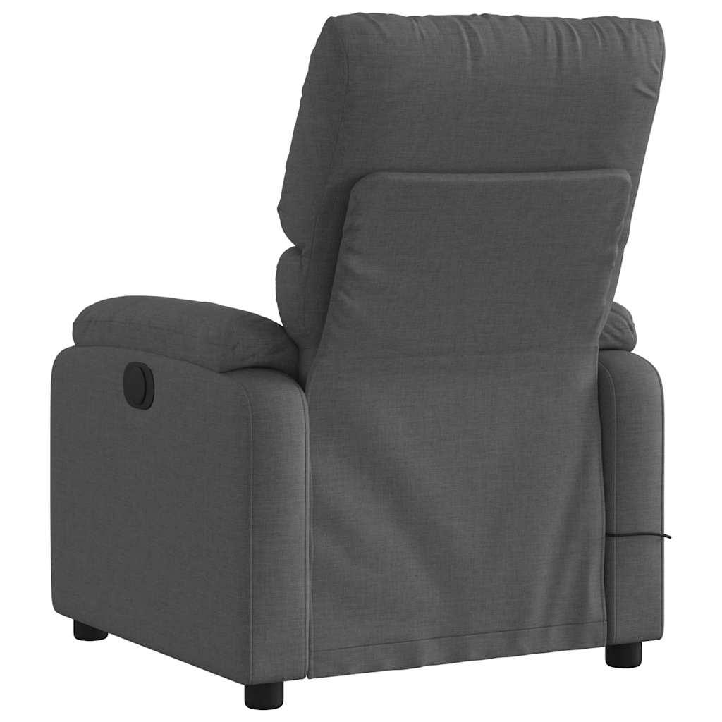vidaXL Fotoliu de masaj rabatabil, gri închis, material textil