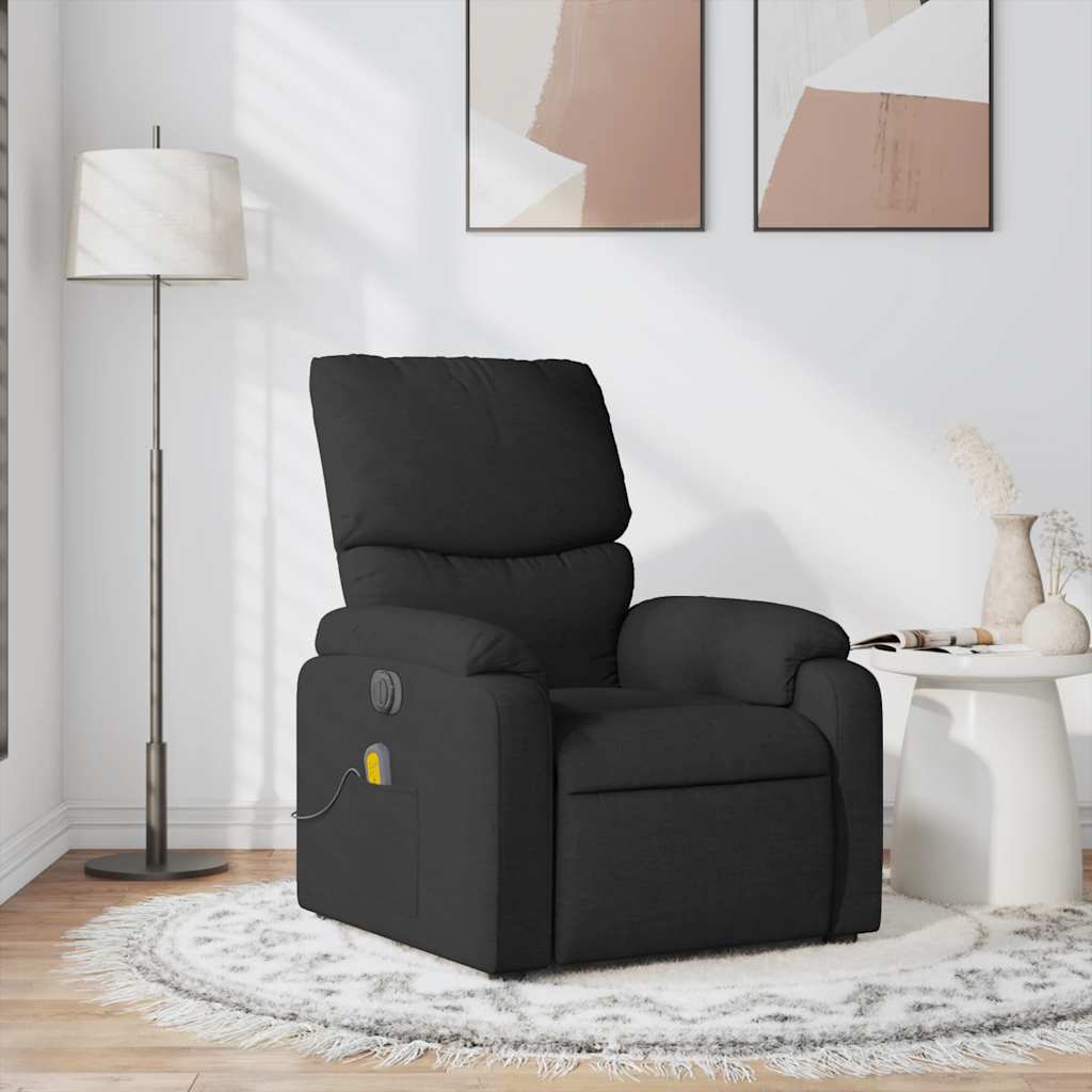 vidaXL Fotoliu de masaj rabatabil, negru, material textil vidaXL Fotoliu de masaj rabatabil, negru, material textil