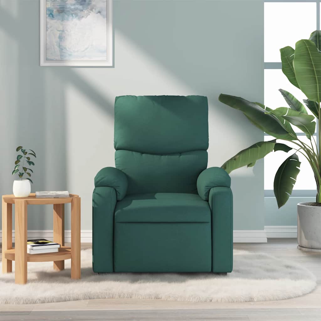 vidaXL Fotoliu de masaj rabatabil, verde închis, material textil vidaXL Fotoliu de masaj rabatabil, verde închis, material textil