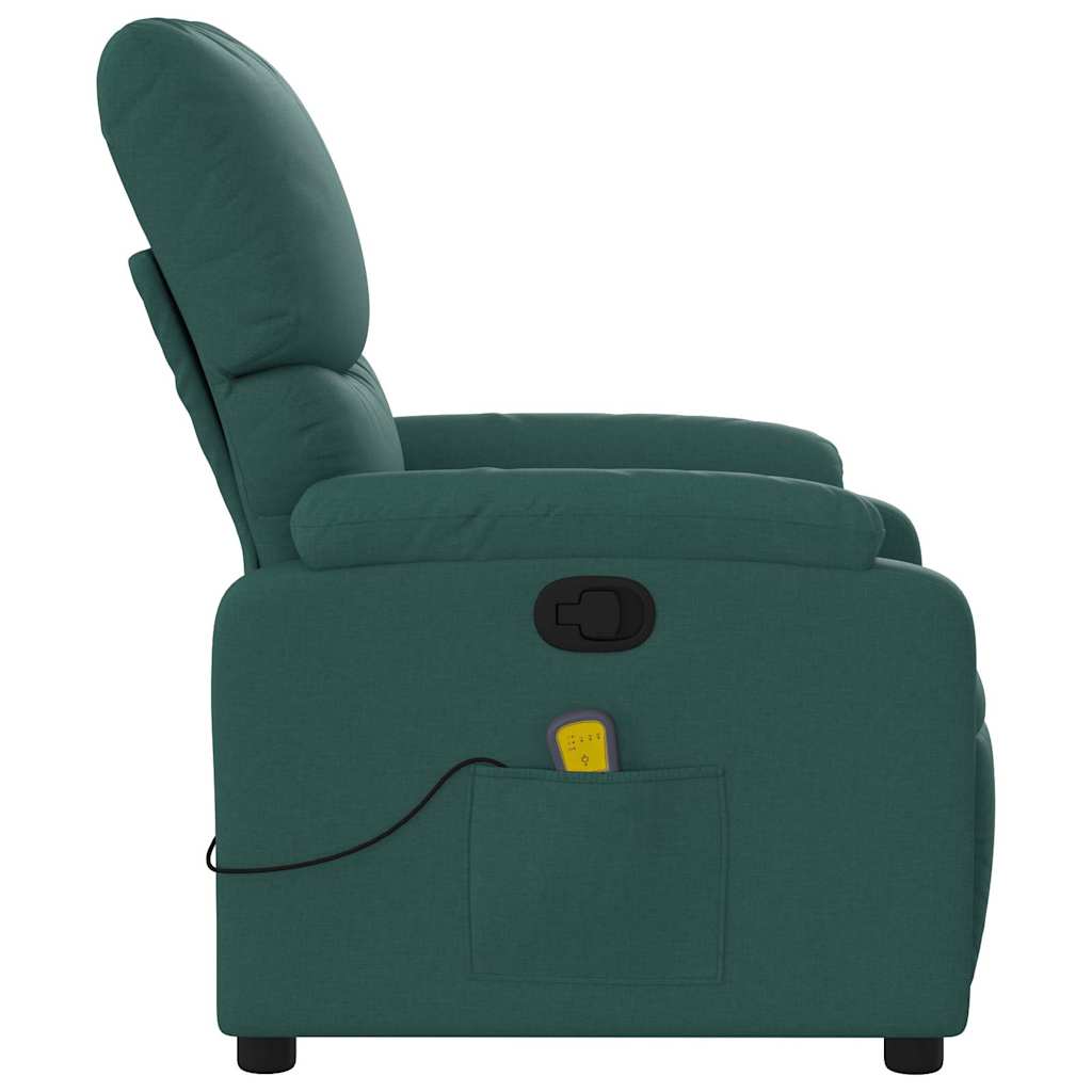 vidaXL Fotoliu de masaj rabatabil, verde închis, material textil vidaXL Fotoliu de masaj rabatabil, verde închis, material textil