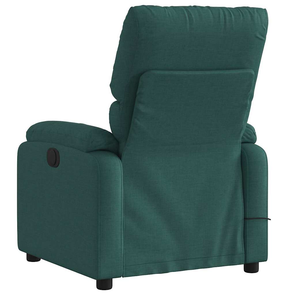 vidaXL Fotoliu de masaj rabatabil, verde închis, material textil vidaXL Fotoliu de masaj rabatabil, verde închis, material textil