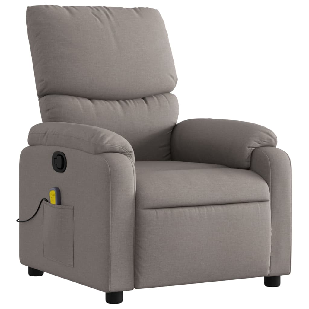 vidaXL Fotoliu de masaj rabatabil, gri taupe, material textil