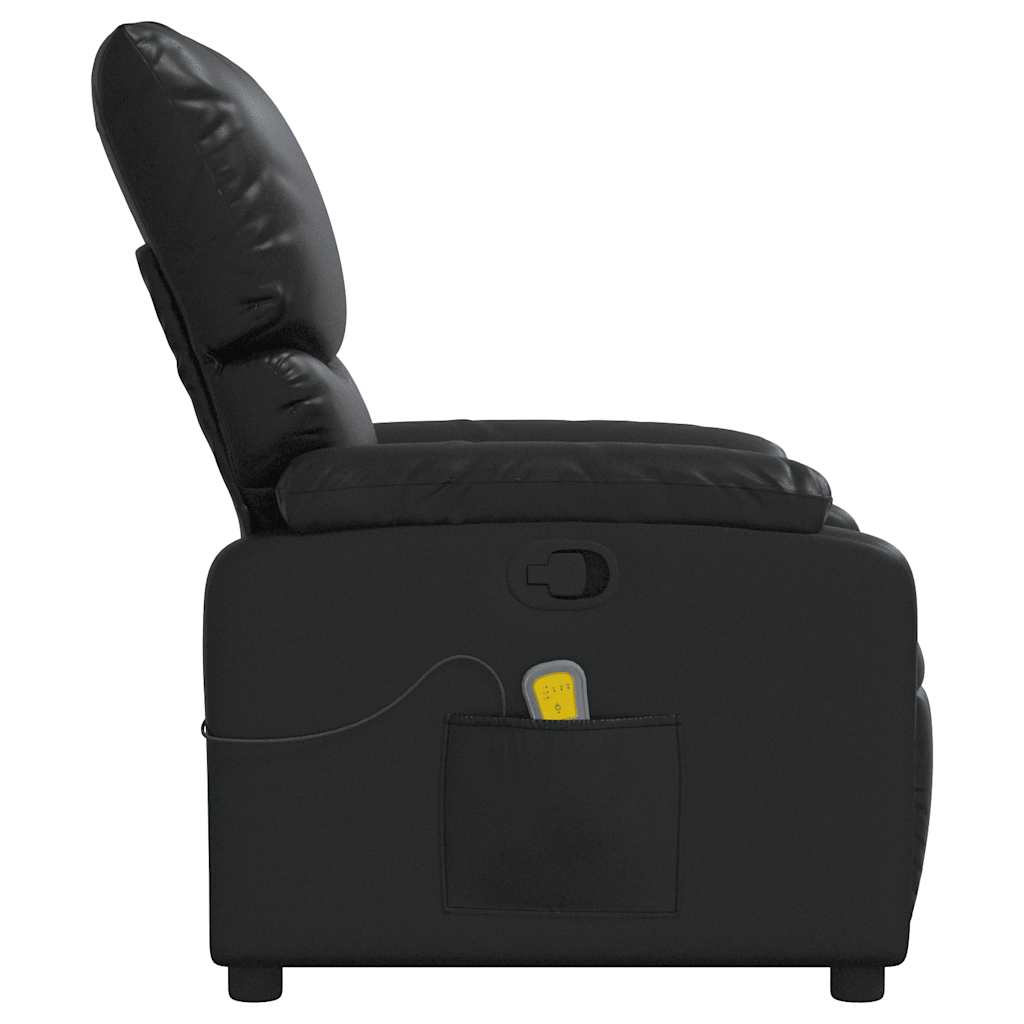 vidaXL Fotoliu rabatabil cu masaj, negru, piele ecologică