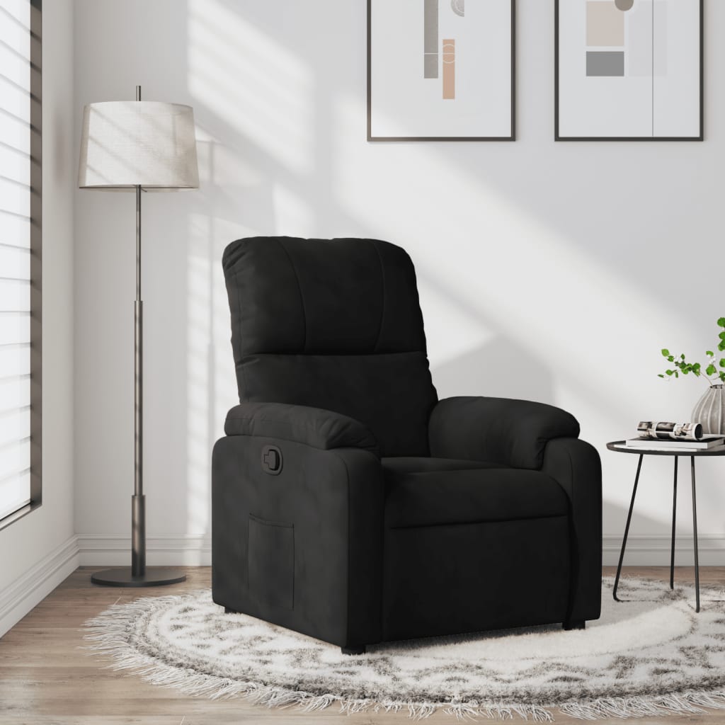 vidaXL Fotoliu rabatabil, negru, microfibră vidaXL Fotoliu rabatabil, negru, microfibră