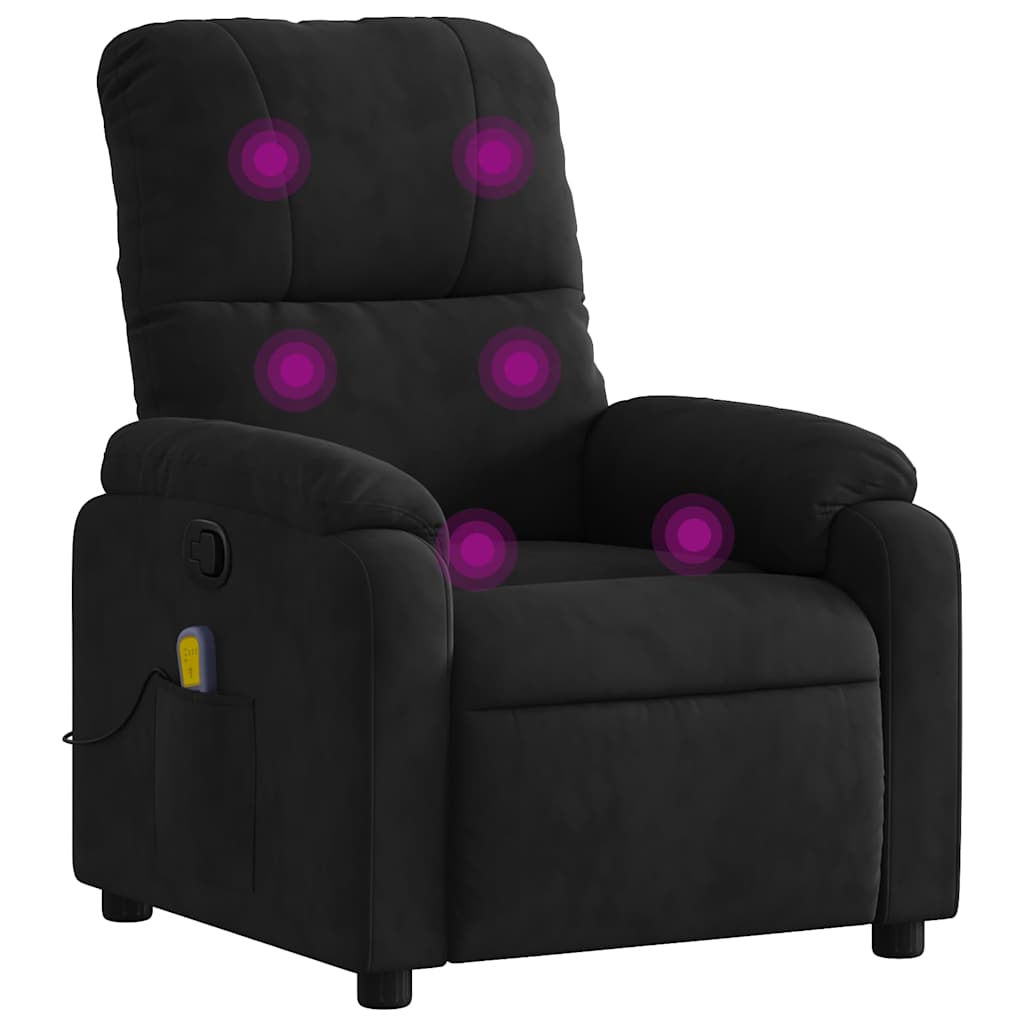 vidaXL Fotoliu de masaj rabatabil, negru, microfibră vidaXL Fotoliu de masaj rabatabil, negru, microfibră