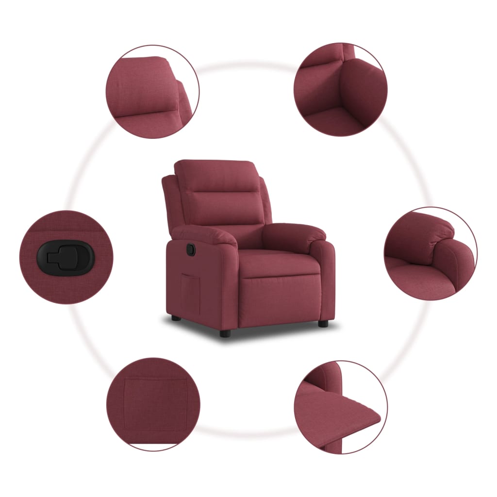 vidaXL Fotoliu rabatabil, roșu vin, material textil vidaXL Fotoliu rabatabil, roșu vin, material textil
