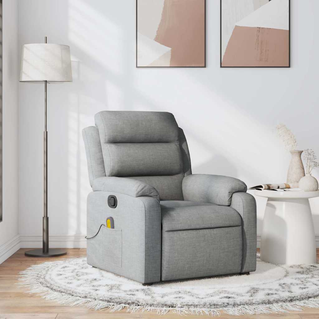 vidaXL Fotoliu de masaj rabatabil, gri deschis, textil vidaXL Fotoliu de masaj rabatabil, gri deschis, textil
