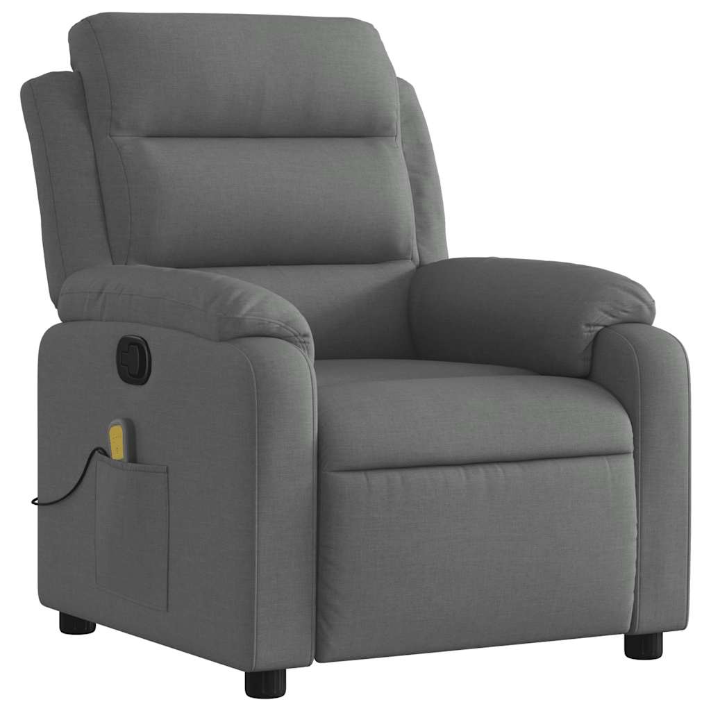 vidaXL Fotoliu de masaj rabatabil, gri închis, material textil