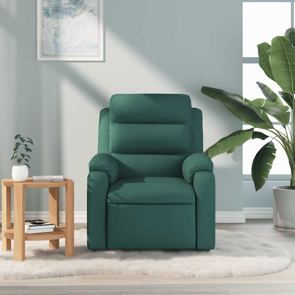 vidaXL Fotoliu de masaj rabatabil, verde închis, material textil vidaXL Fotoliu de masaj rabatabil, verde închis, material textil