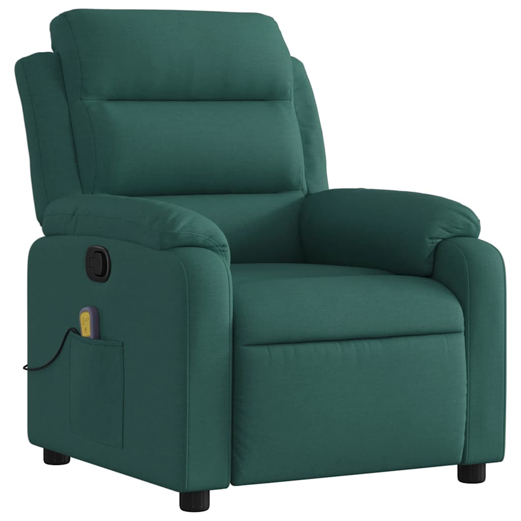 vidaXL Fotoliu de masaj rabatabil, verde închis, material textil vidaXL Fotoliu de masaj rabatabil, verde închis, material textil