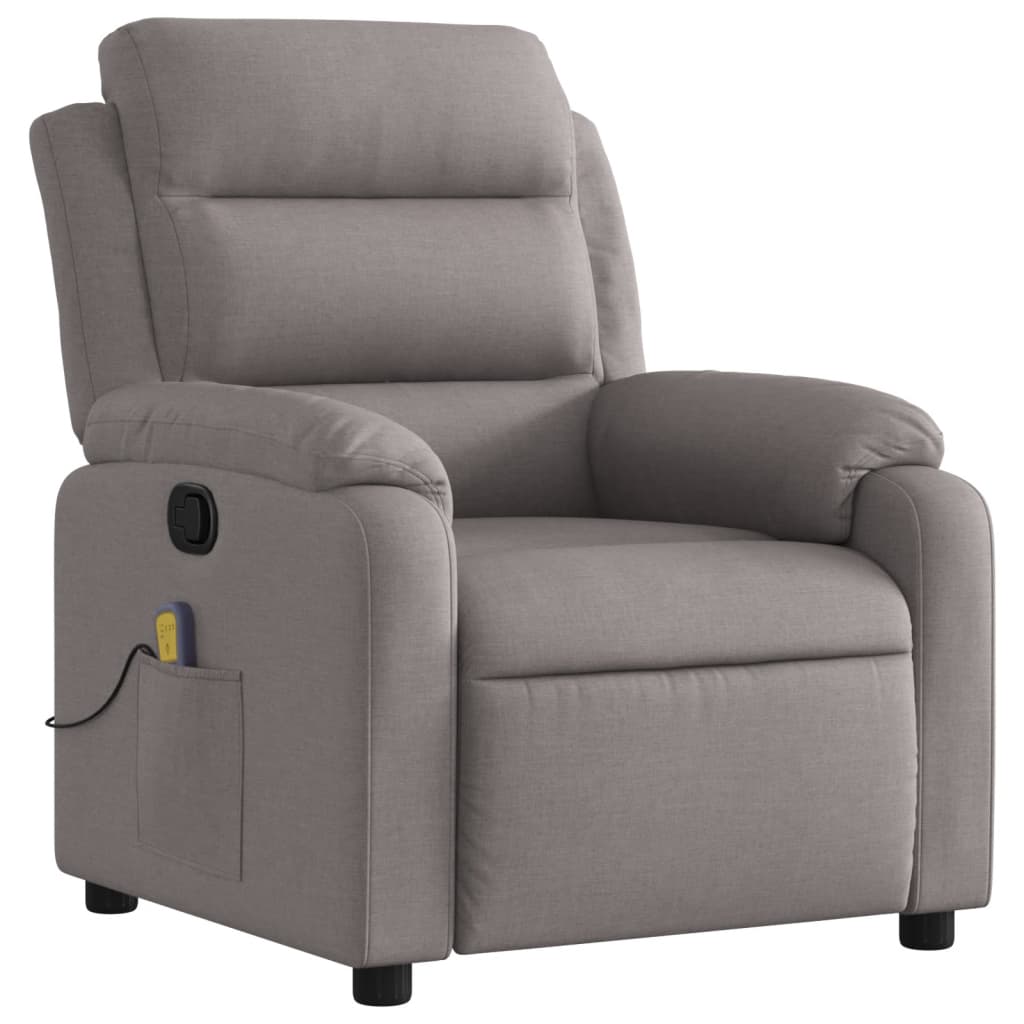 vidaXL Fotoliu de masaj rabatabil, gri taupe, material textil