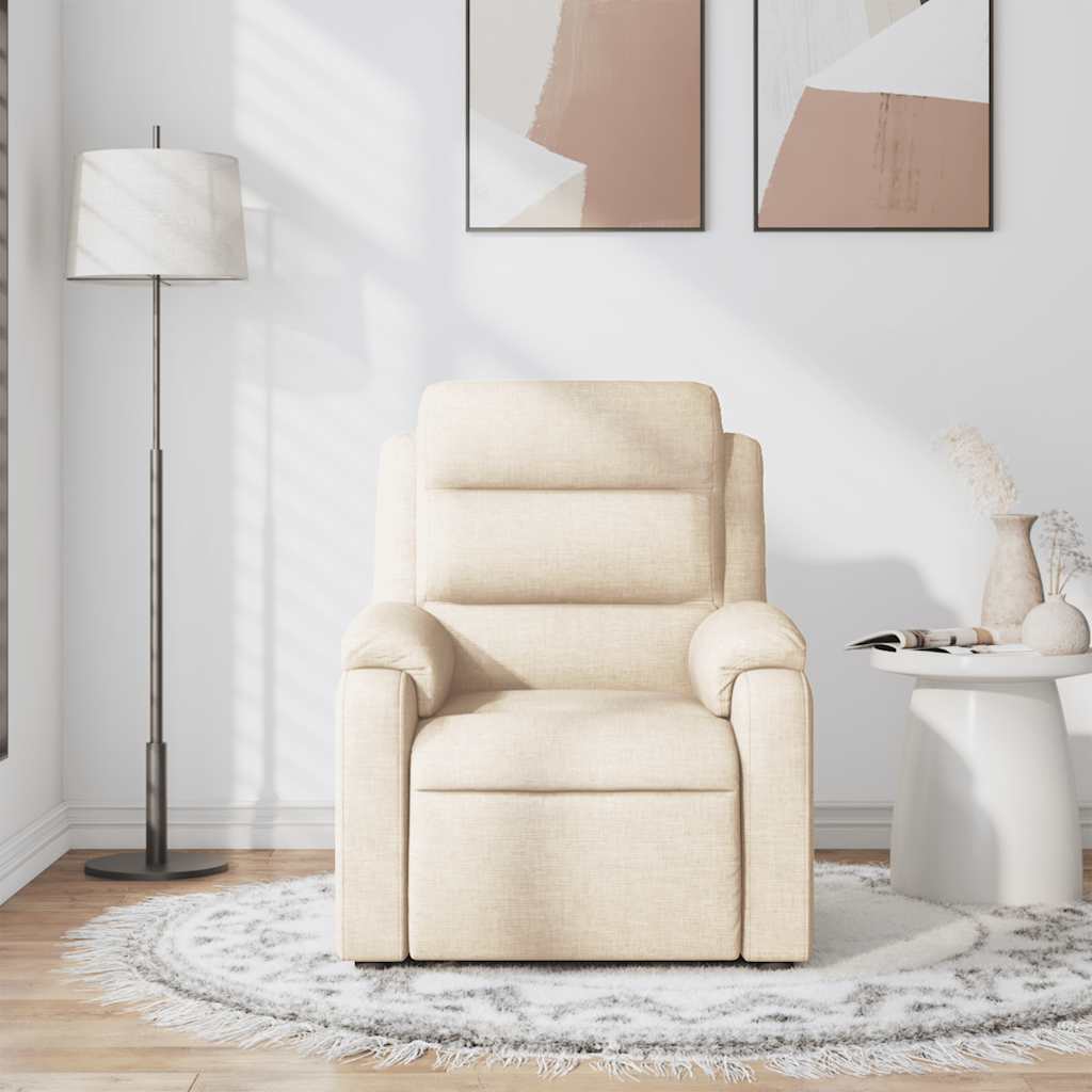 vidaXL Fotoliu rabatabil de masaj, crem, material textil