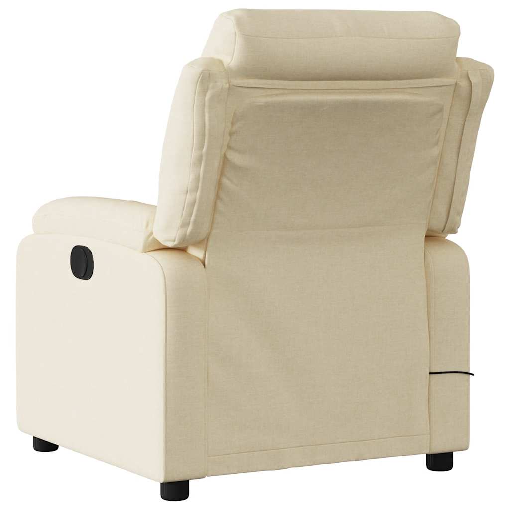 vidaXL Fotoliu rabatabil de masaj, crem, material textil