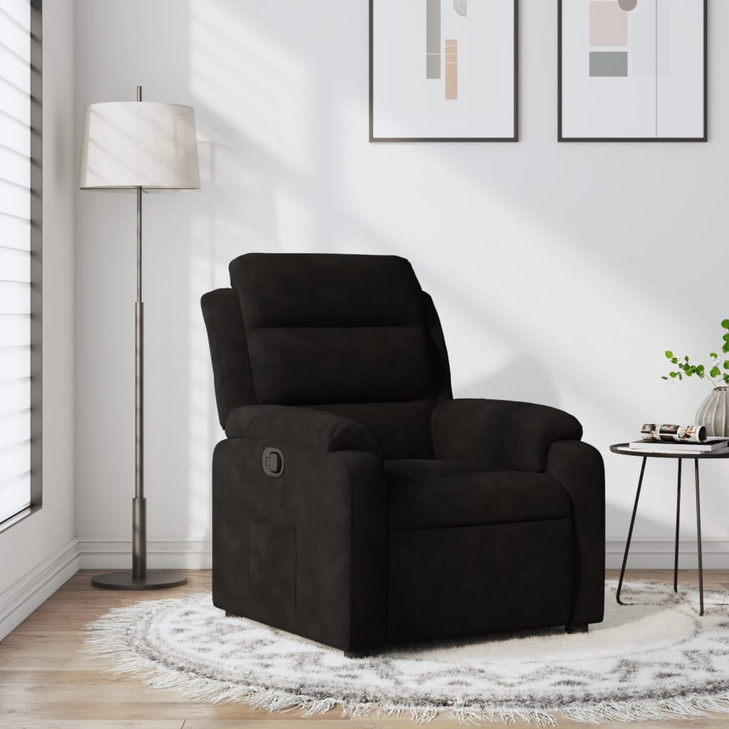 vidaXL Fotoliu rabatabil, negru, catifea vidaXL Fotoliu rabatabil, negru, catifea