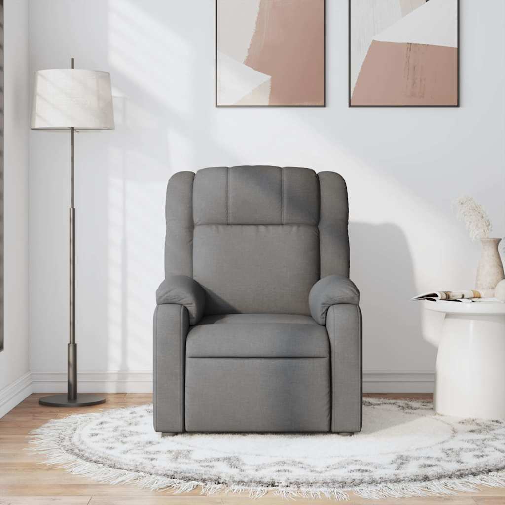 vidaXL Fotoliu de masaj rabatabil, gri închis, material textil