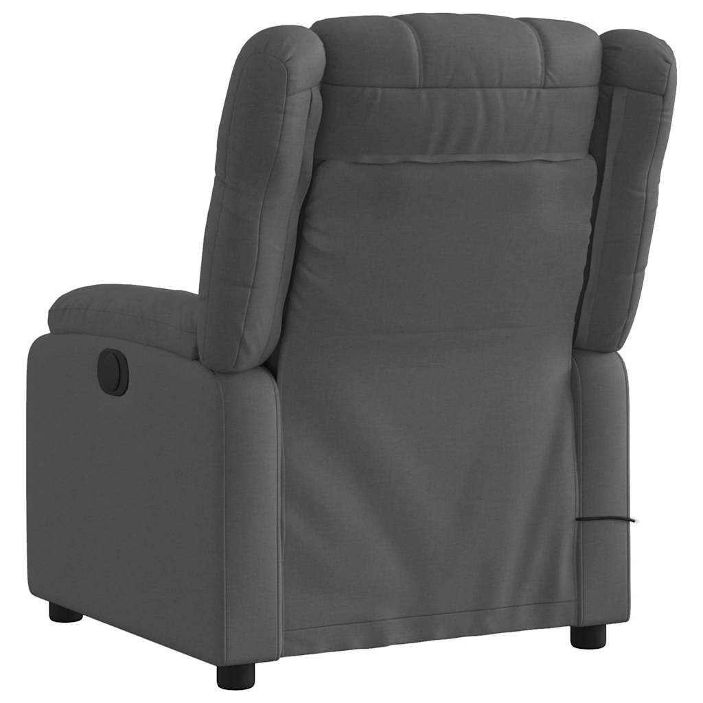 vidaXL Fotoliu de masaj rabatabil, gri închis, material textil