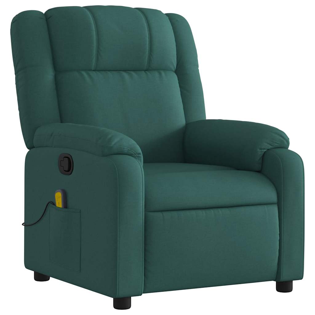 vidaXL Fotoliu de masaj rabatabil, verde închis, material textil vidaXL Fotoliu de masaj rabatabil, verde închis, material textil