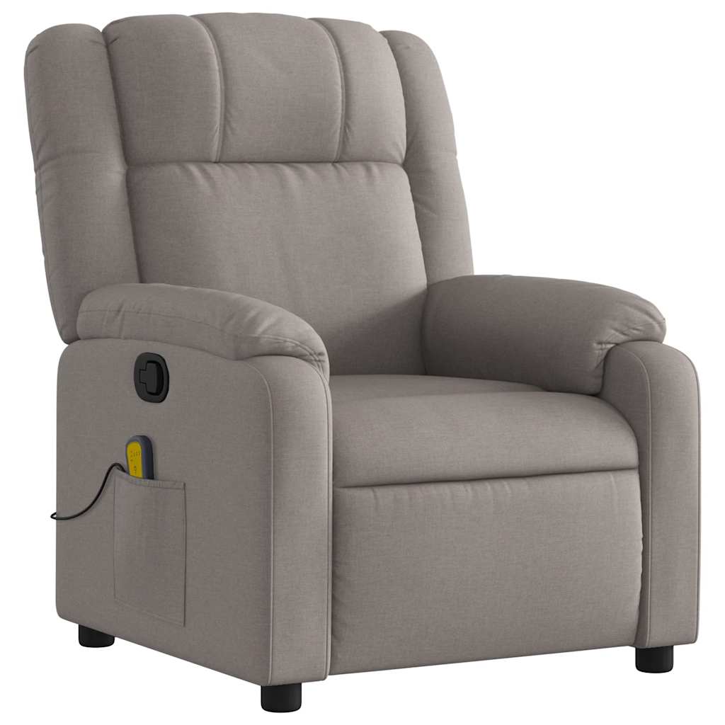 vidaXL Fotoliu de masaj rabatabil, gri taupe, material textil