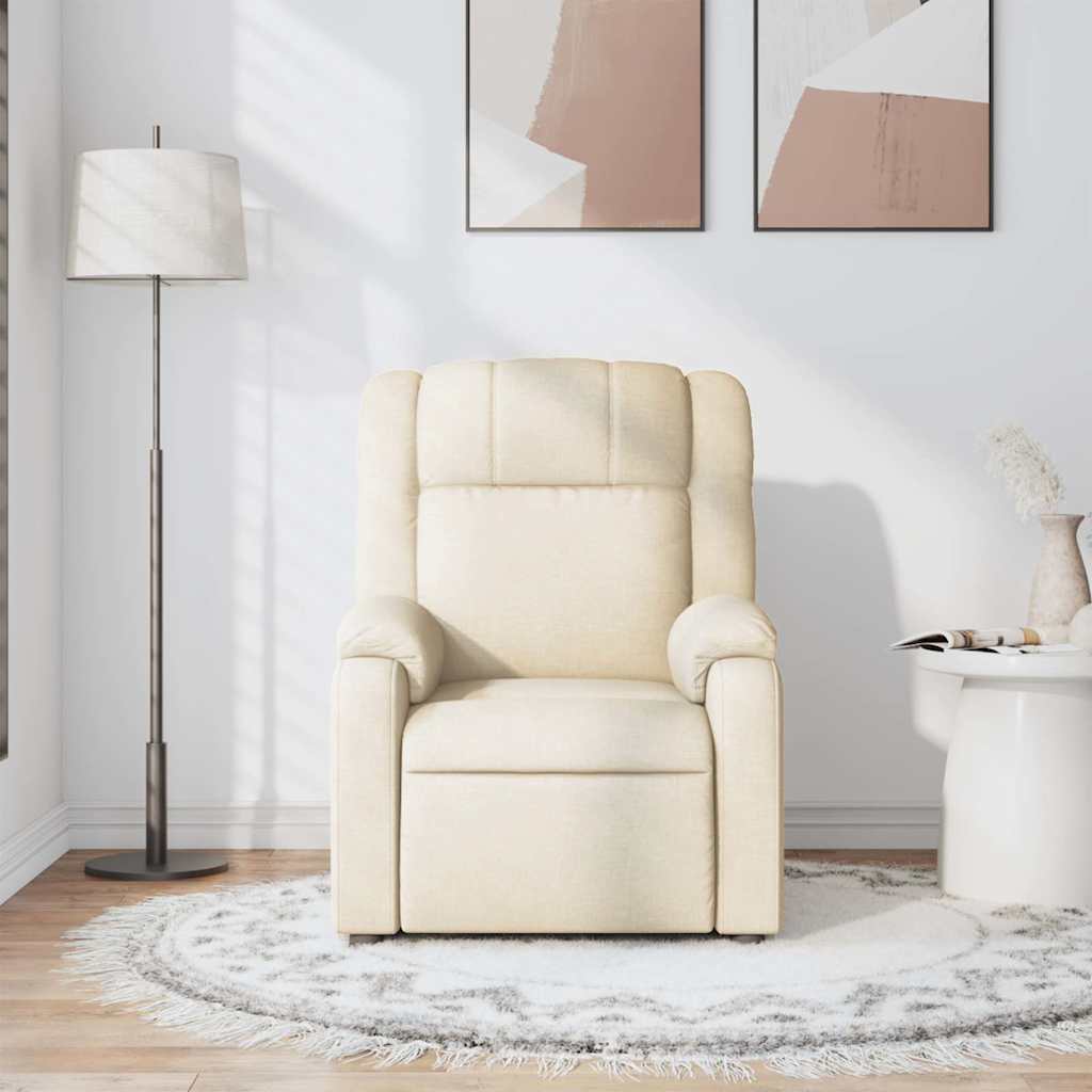 vidaXL Fotoliu rabatabil de masaj, crem, material textil