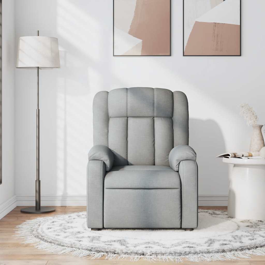 vidaXL Fotoliu de masaj rabatabil, gri deschis, textil