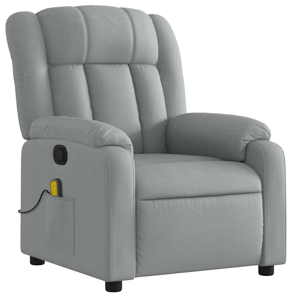 vidaXL Fotoliu de masaj rabatabil, gri deschis, textil