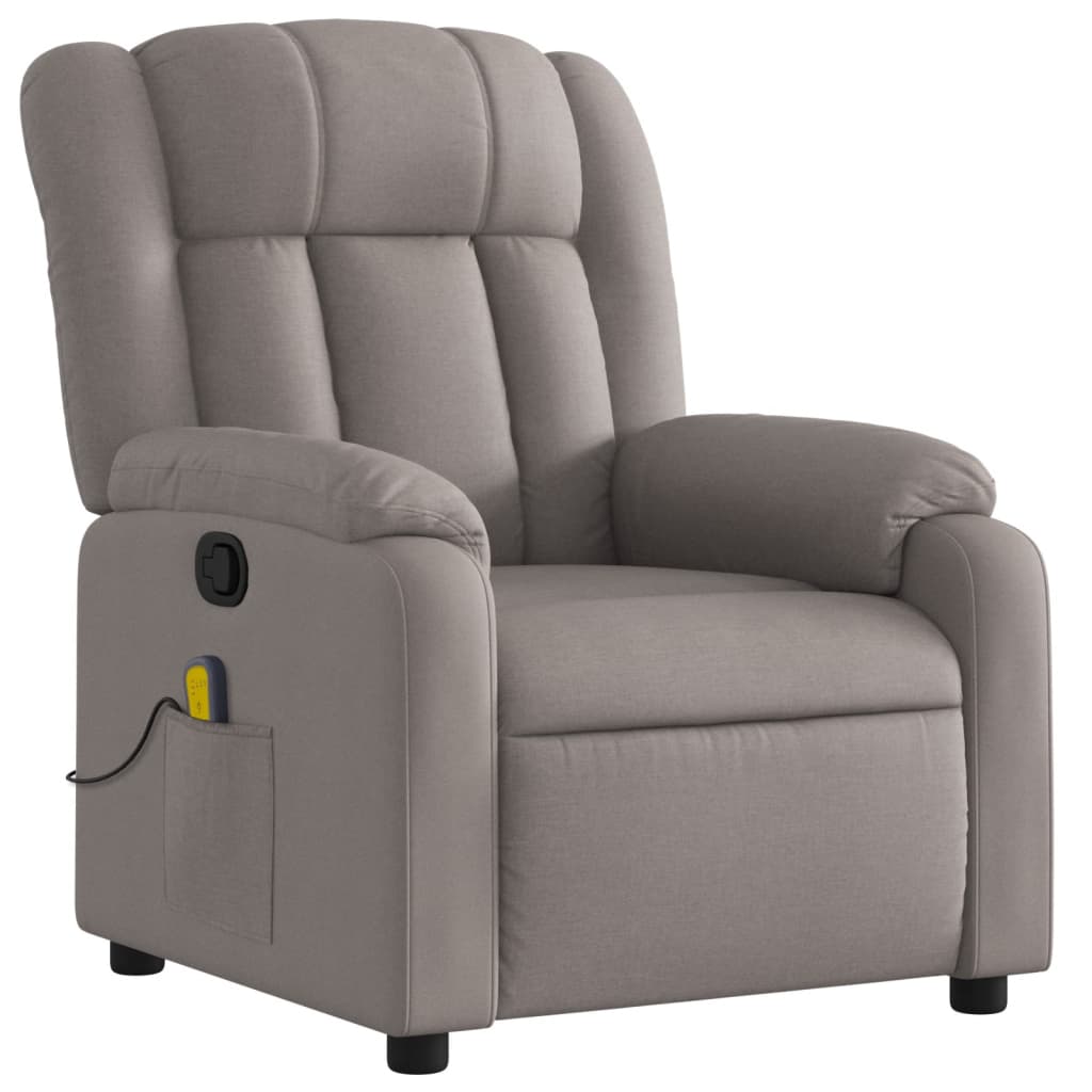vidaXL Fotoliu de masaj rabatabil, gri taupe, material textil