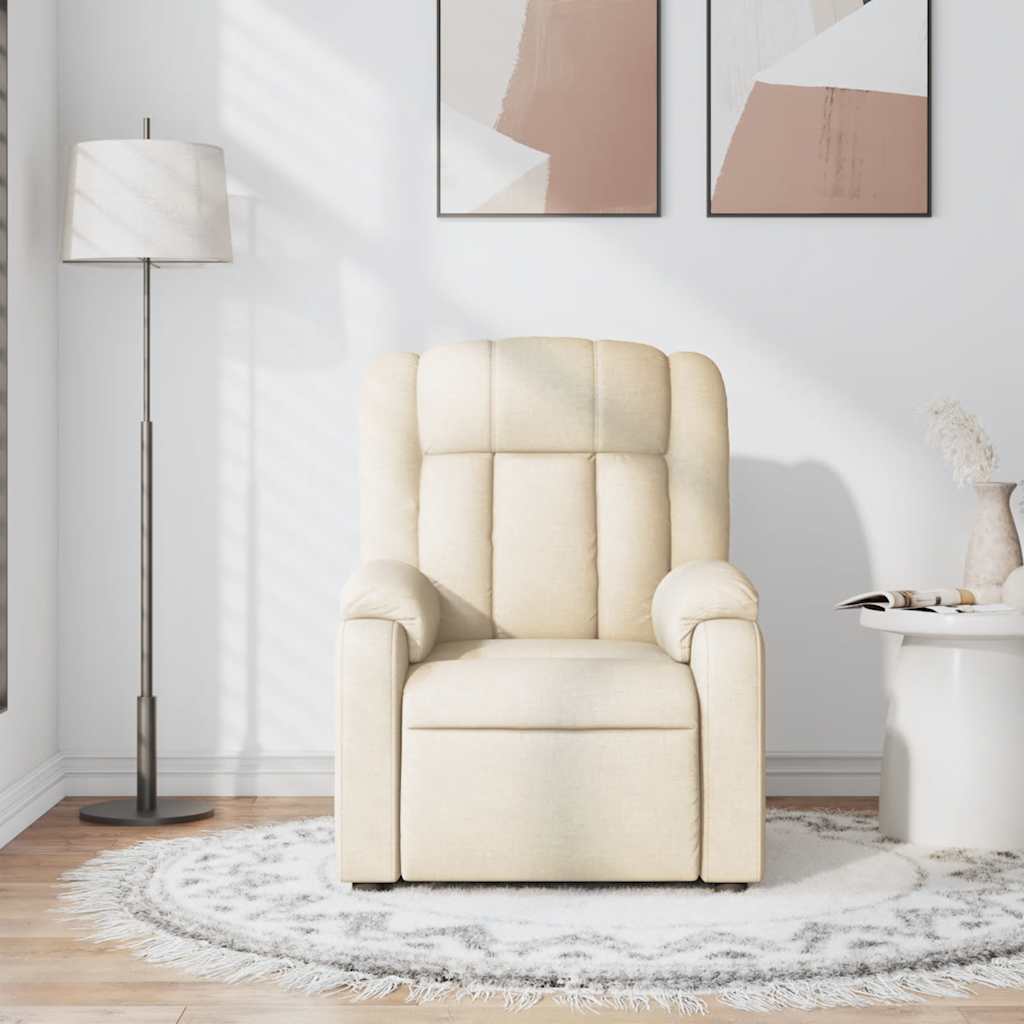 vidaXL Fotoliu rabatabil de masaj, crem, material textil