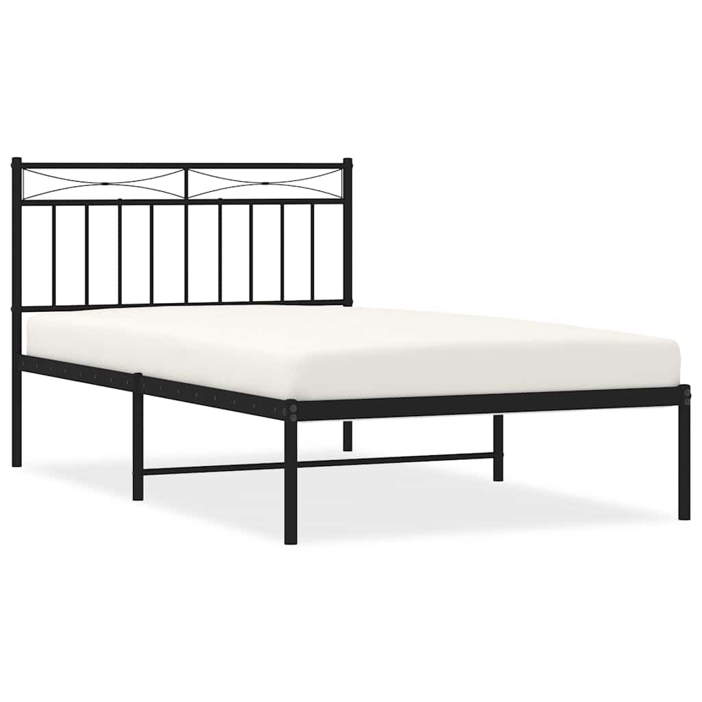 vidaXL Cadru de pat din metal cu tăblie, negru, 100x200 cm