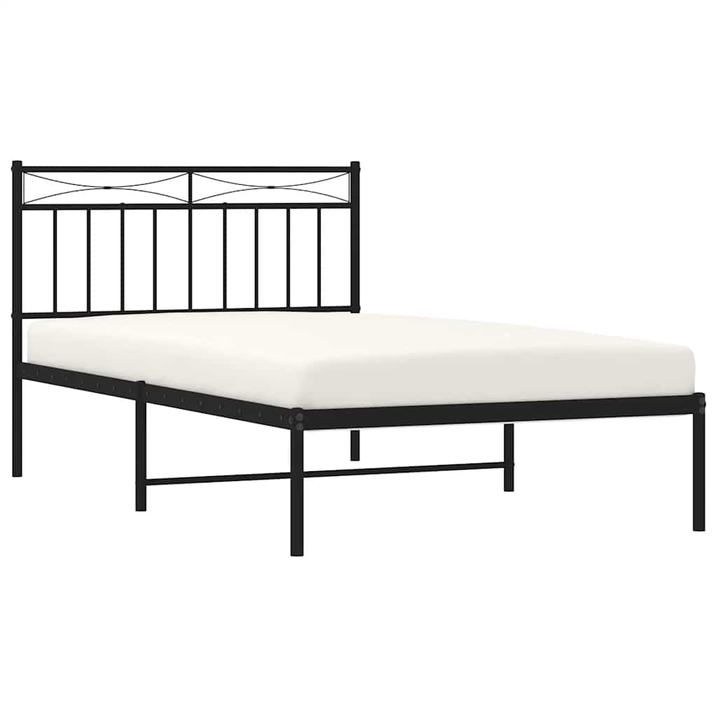 vidaXL Cadru de pat din metal cu tăblie, negru, 100x200 cm