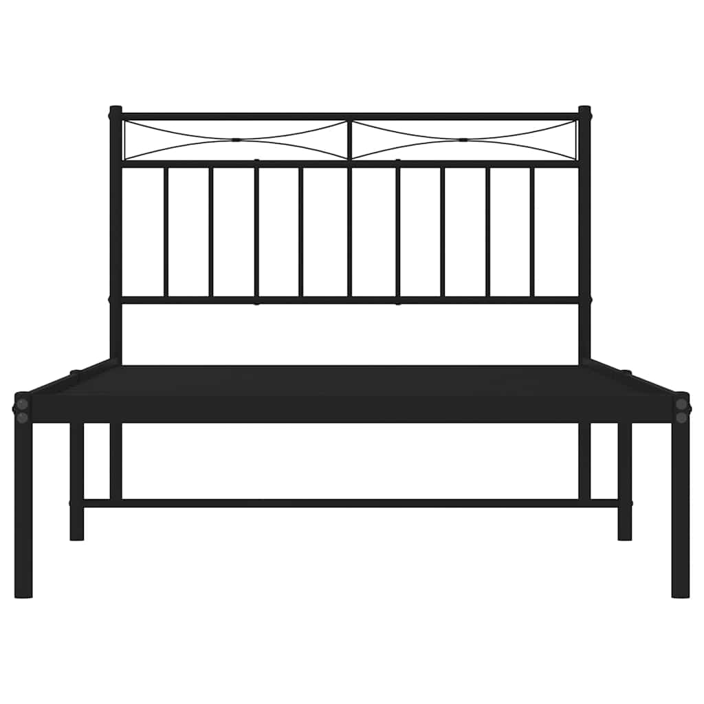 vidaXL Cadru de pat din metal cu tăblie, negru, 100x200 cm