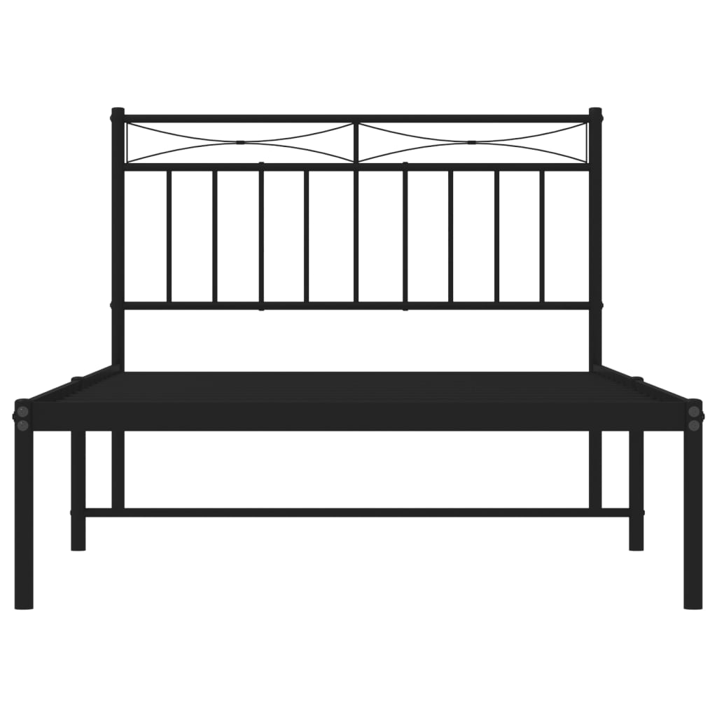 vidaXL Cadru de pat din metal cu tăblie, negru, 107x203 cm