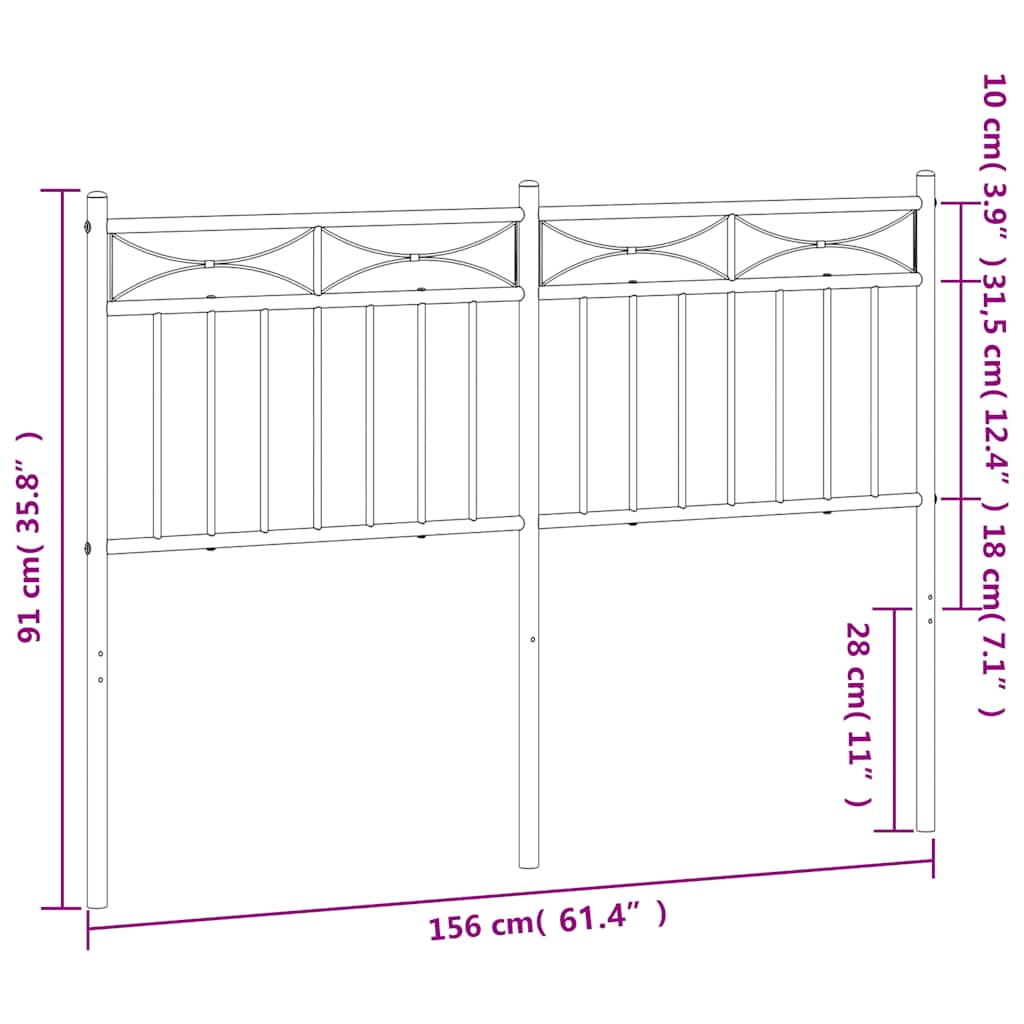 vidaXL Tăblie de pat metalică, negru, 150 cm vidaXL Tăblie de pat metalică, negru, 150 cm