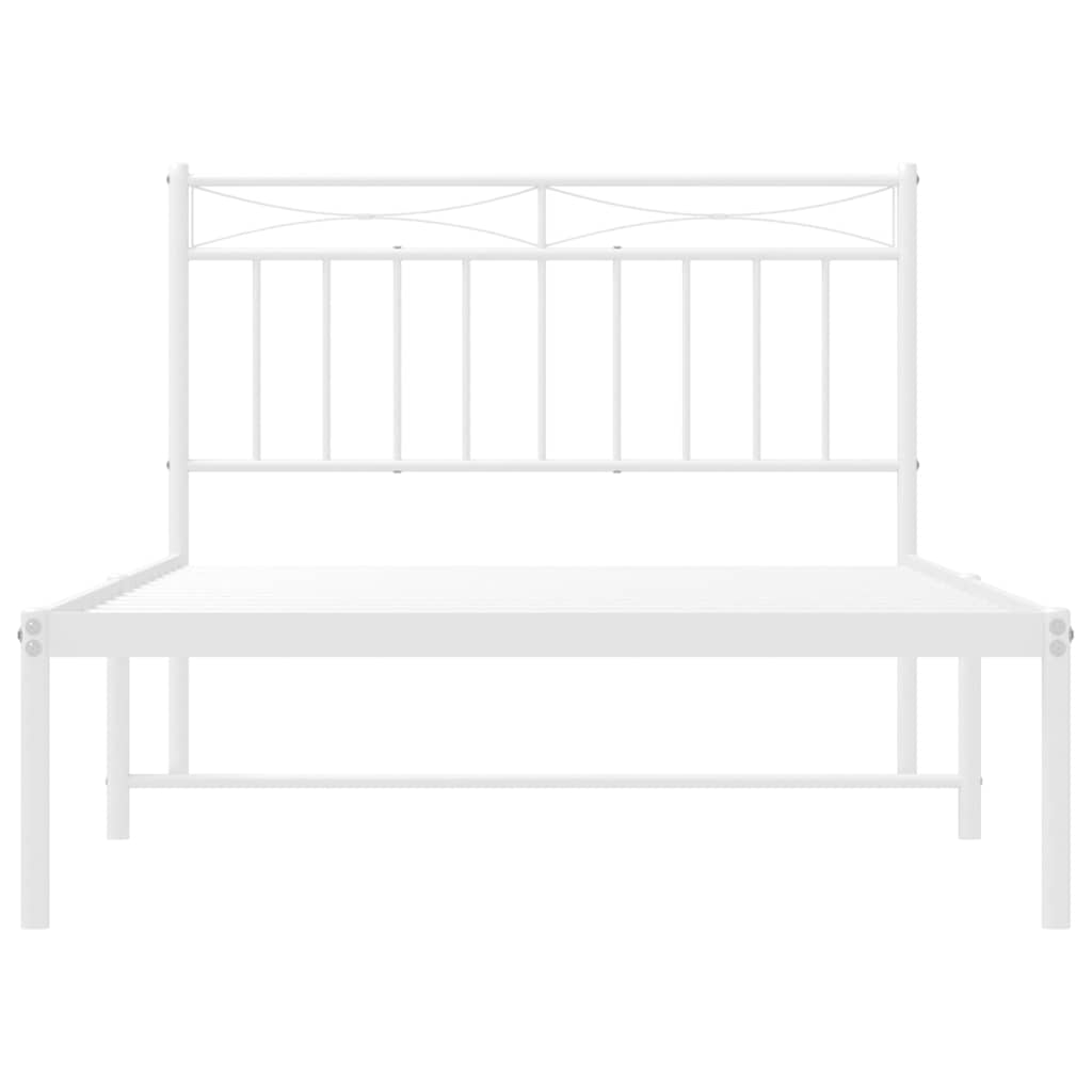 vidaXL Cadru de pat din metal cu tăblie, alb, 100x200 cm
